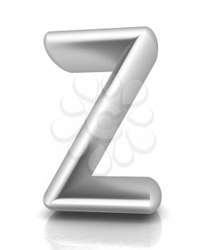 3D metall letter Z isolated on white 