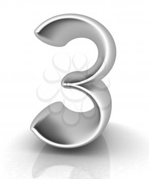 Number 3- three on white background