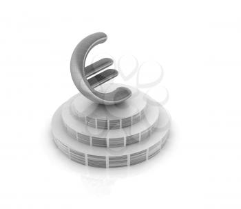 icon euro sign on podium on a white background 