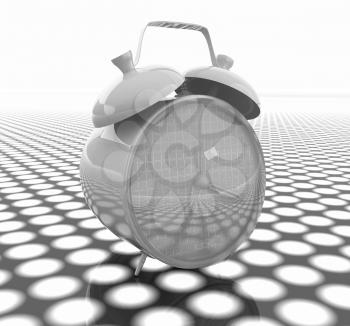 3d illustration of glossy alarm clock. Time concept