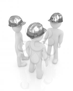 3d mans in a hard hat on a white background