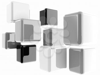 Glossy CMYK cubes on white 