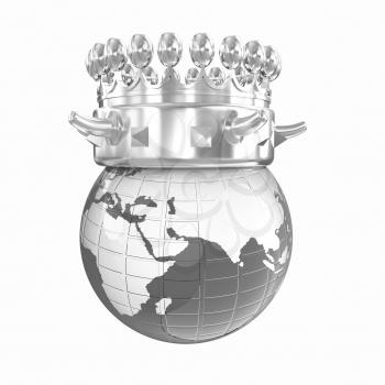 Fantastic crown on earth isolated on white background 