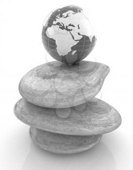 earth on spa stones. 3d icon 