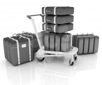 Trolley for luggage at the airport and luggage