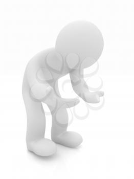 3d man isolated on white. Series: human emotions - bewilderment and disappointment