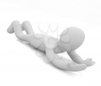 3D human lying. Empty hands specifically for your imagination: insert any advertisement