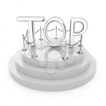 Top icon on podium on white background. 3d rendered image 