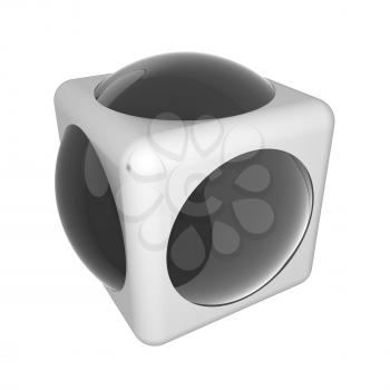 Sphere in a cube 3d design element