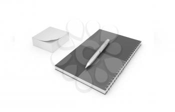 notepad with pen on a white