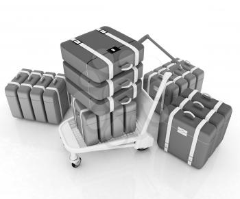 Trolley for luggage at the airport and luggage