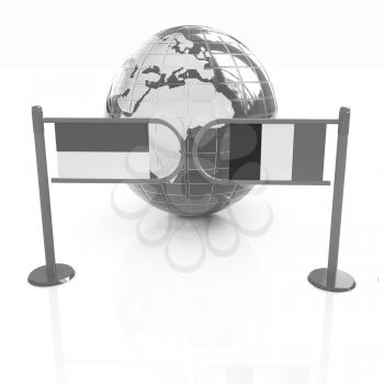 Three-dimensional image of the turnstile and flags of France and Monaco on a white background 