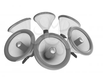 Loudspeakers as announcement icon. Illustration on white 