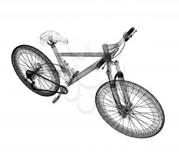 bicycle as a 3d wire frame object isolated