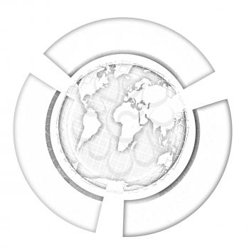 Earth and semi-circles on a white background