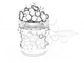 Bank of fresh cherries on a white background 