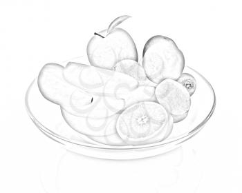 Citrus on a plate on a white background