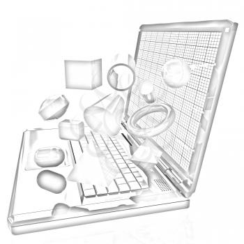 Powerful laptop specially for 3d graphics and software on a white background