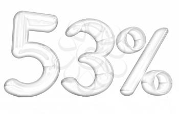 3d red 53 - fifty three percent on a white background