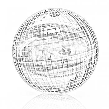 Sphere from  dollar on a white background