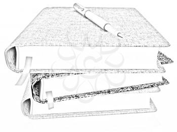 pen on notepad stack on a white background