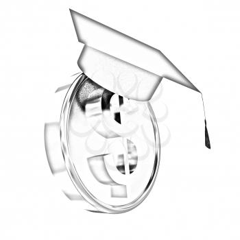 Graduation hat on gold dollar coin