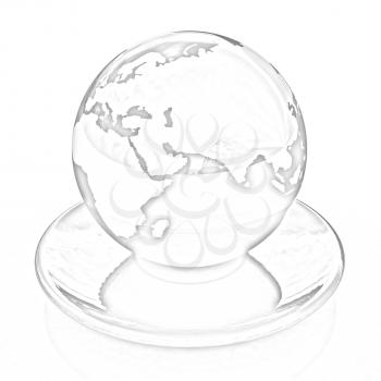  Globe on a saucer on a white background