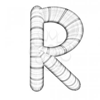 Wooden Alphabet. Letter R on a white background