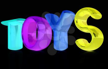 Toys 3d text on a black background