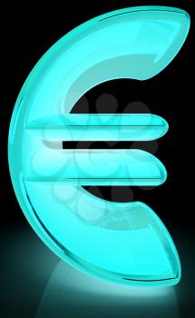 3d illustration of text 'euro' on a black background