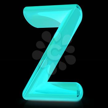 Alphabet on black background. Letter Z