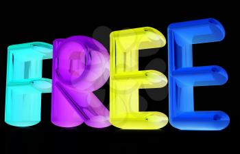 colorful real 3d text FREE on black  background