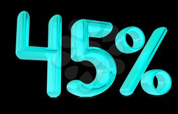 3d 45 - forty five percent on a black background