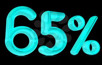 3d 65 - sixty five percent on a black background