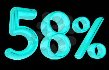 3d 58 - fifty eight percent on a black background