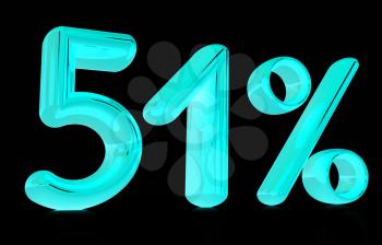 3d 51 - fifty one percent on a black background