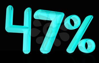 3d 47 - forty seven percent on a black background