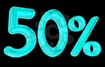 3d 50 - fifty percent on a black background