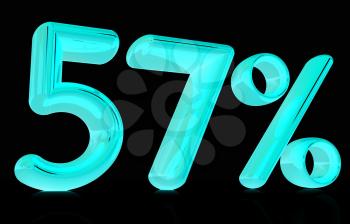 3d 57 - fifty seven percent on a black background
