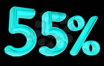 3d 55 - fifty five percent on a black background