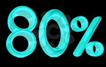 3d 80 - eighty percent on a black background