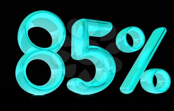 3d 85 - eighty-five percent on a black background