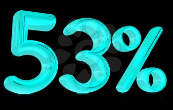 3d 53 - fifty three percent on a black background