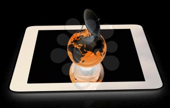 The concept of mobile high-speed Internet and planet earth on a black background