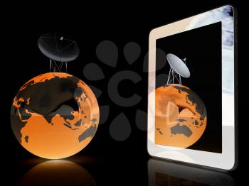 The concept of mobile high-speed Internet and planet earth on a black background
