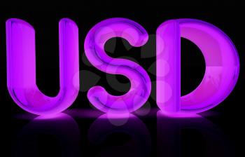 USD 3d text on a black background