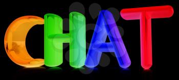 colorful 3d text chat on a black background