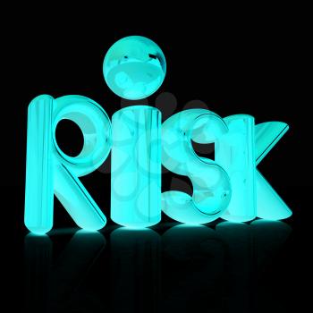 3d text risk on a black background
