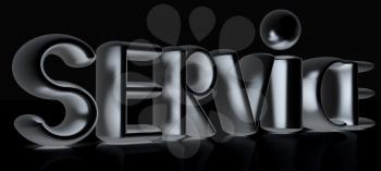 3d metal text service on a black background