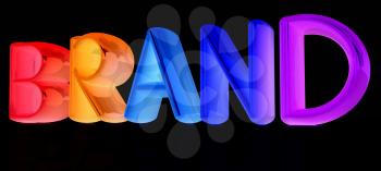 brand 3d colorful text on a black background